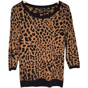 Talbots Women XS Leopard Print 3/4 Sleeve Sweater